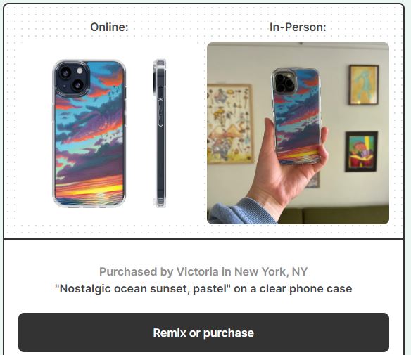 Clear phone case transformed into a beautiful art piece using Baked AI 