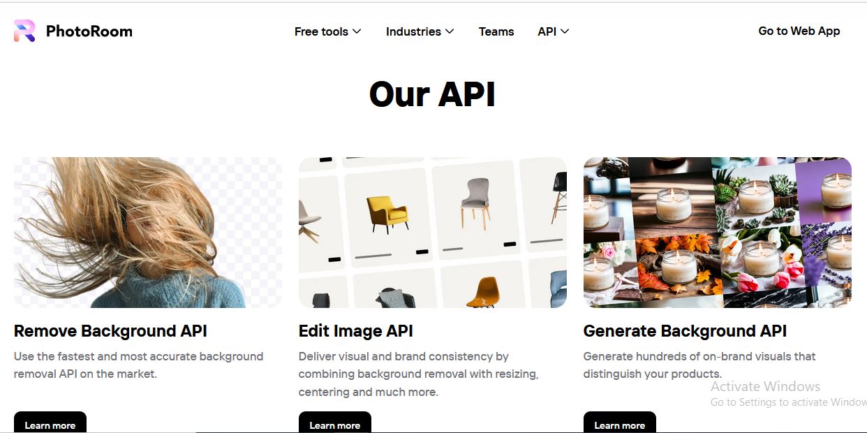 Exploit the full powers of Photoroom AI as you integrate it into your custom apps using easy-to-use APIs